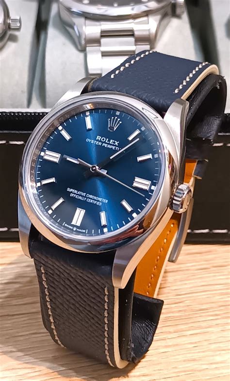 rolex oyster perpetual with leather